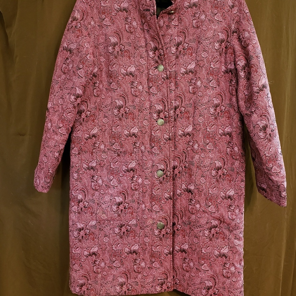 Reversible long brocade jacket